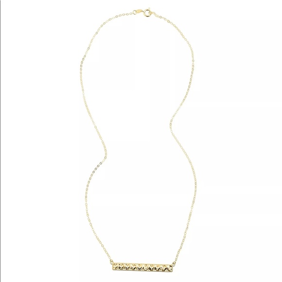 Horizontal Textured Bar Necklace in 10K Gold - Picture 2 of 3